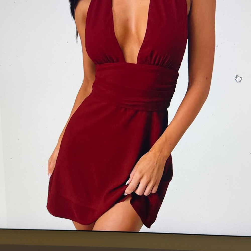 Deep Red Plunge Mini Dress